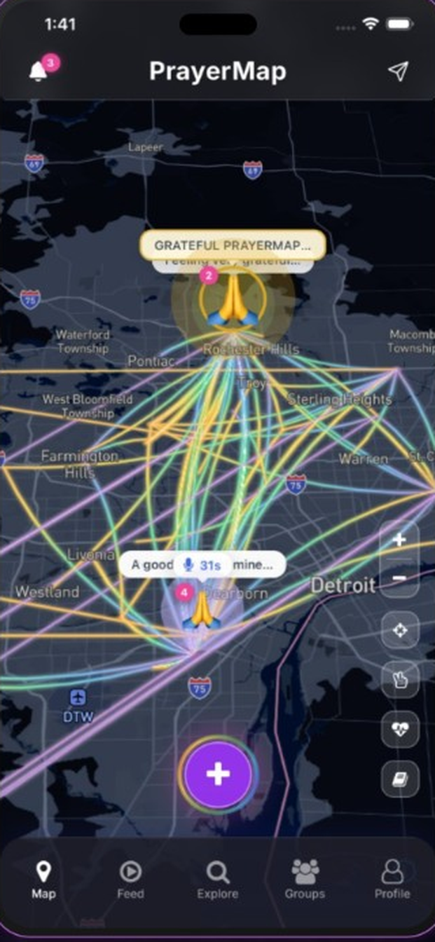 PrayerMap - Real connections with memorial lines